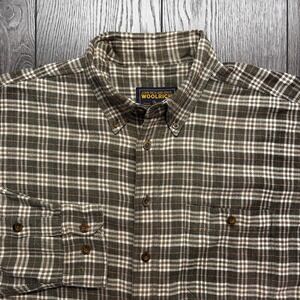 Vintage Woolrich 1990s Plaid Flannel Button Down Shirt XL Brown